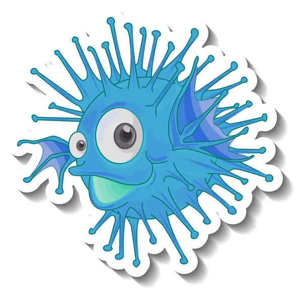 Lionfish Zee Dier Cartoon Sticker Illustratie — Stockvector