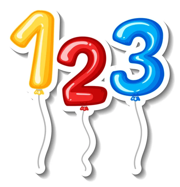 Birçok sayıda balon illüstrasyonlu çıkartma şablonu