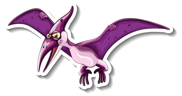 Ilustrasi Stiker Karakter Kartun Dinosaurus Pteranodon - Stok Vektor