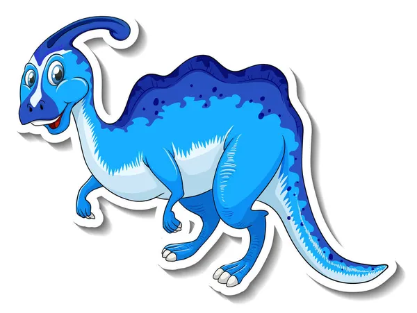 Parasaurolophus Dinosaurio Dibujo Animado Carácter Etiqueta Engomada Ilustración — Archivo Imágenes Vectoriales
