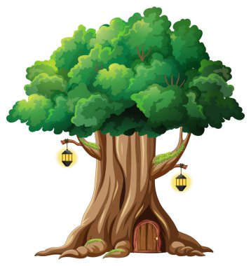 Ağaç gövdesinin içindeki fantezi ağaç evi