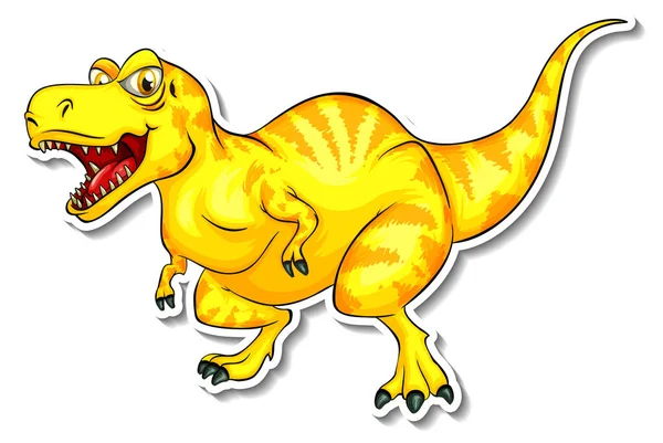 Tyrannosaurus Dinosaurio Dibujo Animado Personaje Etiqueta Ilustración — Archivo Imágenes Vectoriales