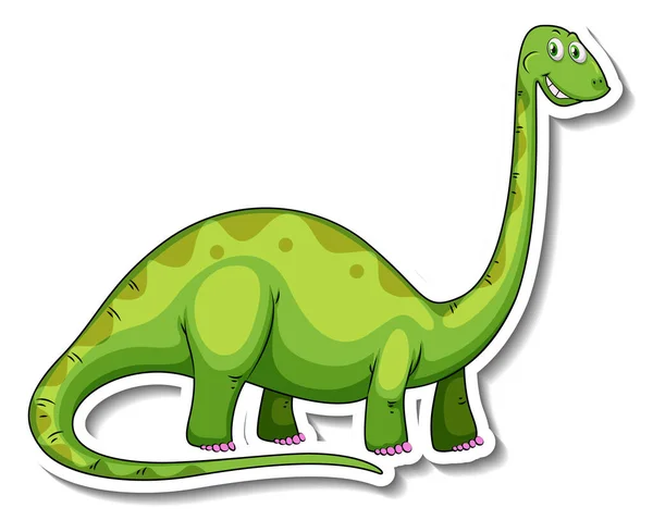 Brachiosaurus Dinossauro Desenho Animado Personagem Adesivo Ilustração — Vetor de Stock
