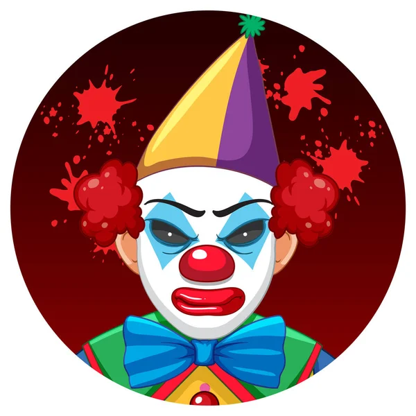 Spaventoso Raccapricciante Clown Faccia Illustrazione — Vettoriale Stock