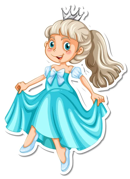 Bela Princesa Desenho Animado Personagem Adesivo Ilustração — Vetor de Stock