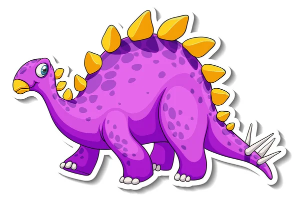 Stegosaurus Dinosaur Cartoon Character Sticker Illustration — Stock Vector