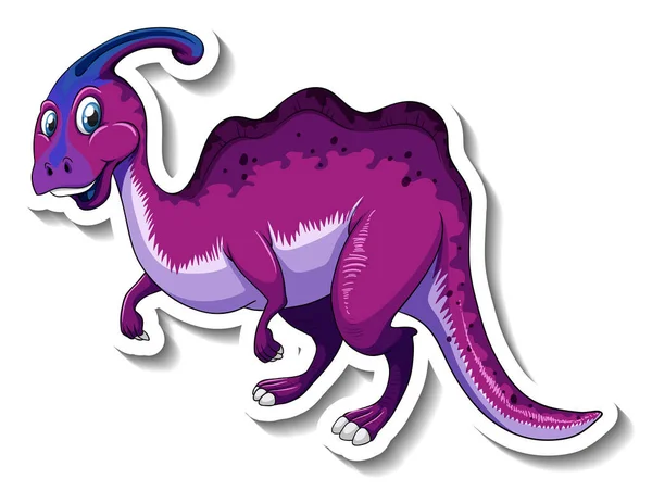 Parasaurolophus Dinosaurio Dibujo Animado Carácter Etiqueta Engomada Ilustración — Vector de stock