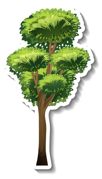 Uma Árvore Com Folhas Verdes Adesivo Sobre Fundo Branco Ilustração — Vetor de Stock