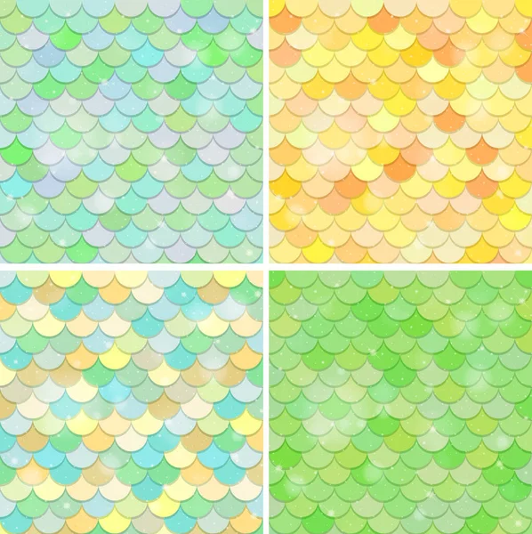 Set Fish Scale Seamless Pattern Background Illustration — Stock Vector