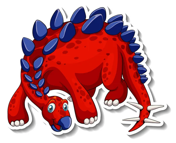 Stegosaurus Dinosaurio Dibujo Animado Carácter Etiqueta Engomada Ilustración — Archivo Imágenes Vectoriales