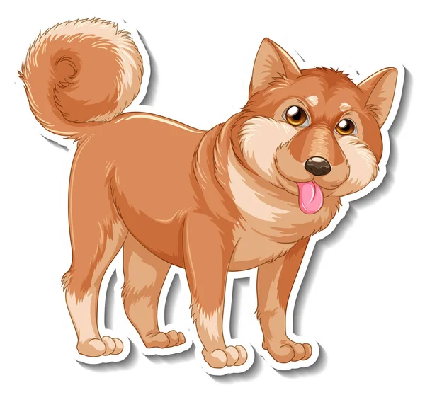 Sticker Ontwerp Met Shiba Inu Hond Geïsoleerde Illustratie — Stockvector