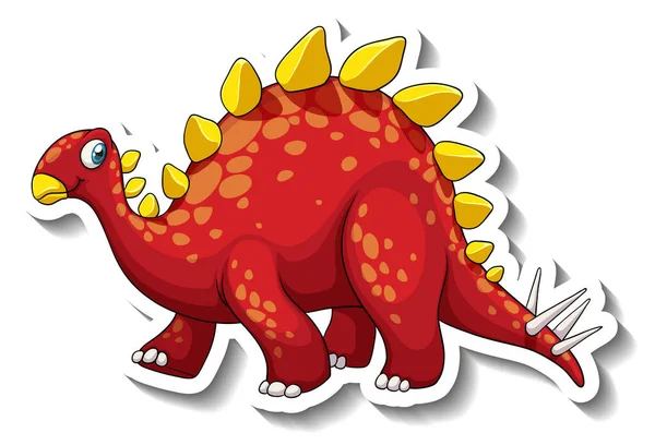 Stegosaurus Dinosaur Cartoon Character Sticker Illustration — Stock Vector