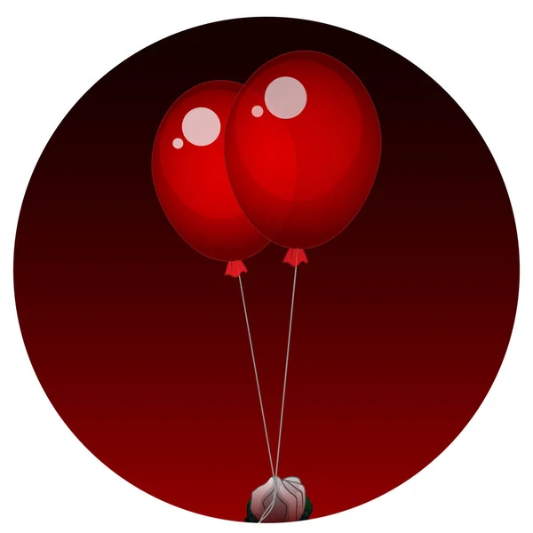 Två Röda Ballonger Röd Lutning Bakgrund Illustration — Stock vektor