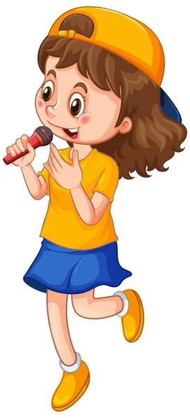 Мила Дівчина Співає Ілюстрацією Мікрофона Ліцензійні Стокові Ілюстрації