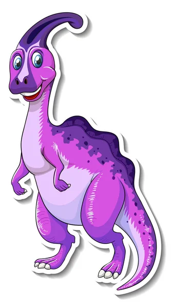 Parasaurolophus Dinosaurus Cartoon Karakter Sticker Illustratie — Stockvector