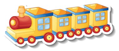 Sarı tren oyuncak çizgi film çıkartması çizimi