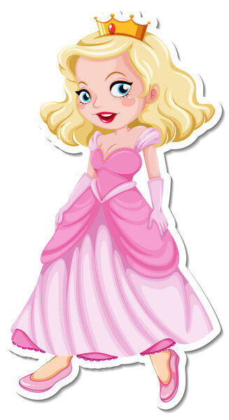 Beautiful princess cartoon character sticker illustration