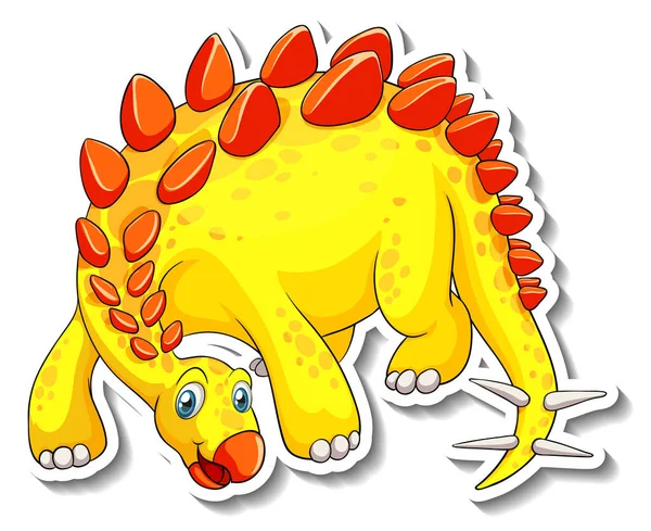 Stegosaurus Dinossauro Desenho Animado Personagem Adesivo Ilustração —  Vetores de Stock