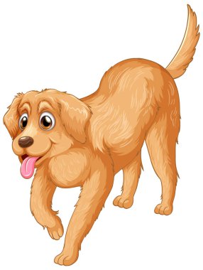 Beyaz arkaplanda Golden Retriever köpek karikatürü
