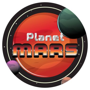 Mars Gezegeni kelime logosu tasarımı çizimi