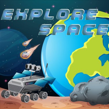 Uzay poster tasarımı illüstrasyonunu keşfet