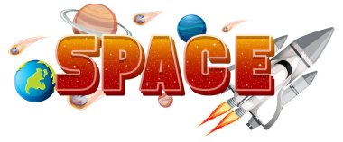 Uzay gemisi illüstrasyonlu uzay sözlüğü günlük kaydı tasarımı