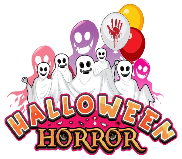 Хэллоуинское Слово Ужаса Иллюстрацией Логотипа Призрака — стоковый вектор