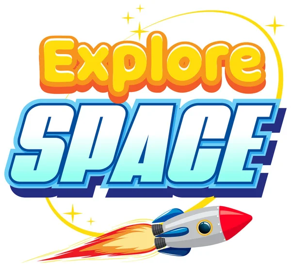 Explore Space Word Logo Design Illustration — Stock Vector