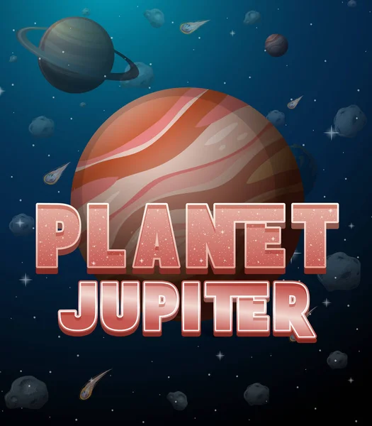 Planet Jupiter Affisch Design Illustration — Stock vektor