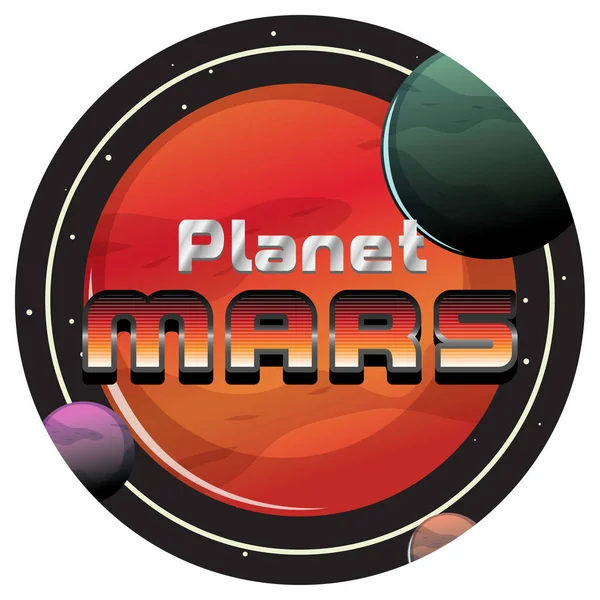 Planet Mars Ord Logotyp Design Illustration — Stock vektor