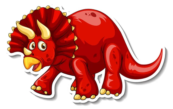 Triceratops Dinosaure Dessin Animé Personnage Autocollant Illustration — Image vectorielle