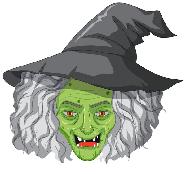 Wicked Old Witch Face White Background Illustration — Stock Vector