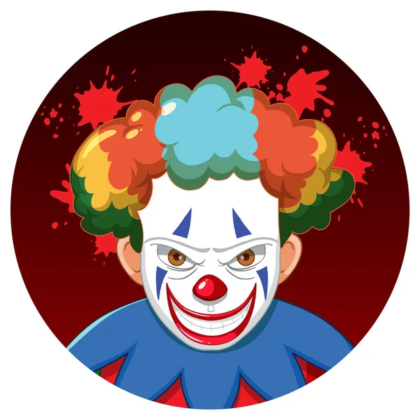 Spaventoso Raccapricciante Clown Faccia Illustrazione — Vettoriale Stock