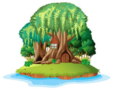 Ağaç gövdesinin içindeki fantezi ağaç evi