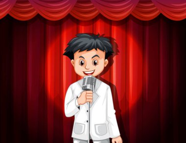 Sahnede mikrofonlu hoparlör.