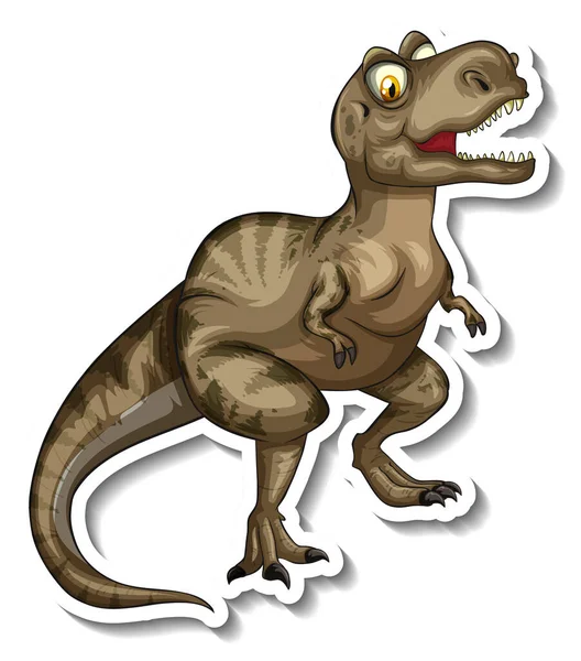 Ilustrasi Stiker Karakter Kartun Dinosaurus Tyrannosaurus - Stok Vektor