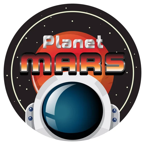 Planet Mars Ord Logotyp Design Med Astronaut Illustration — Stock vektor