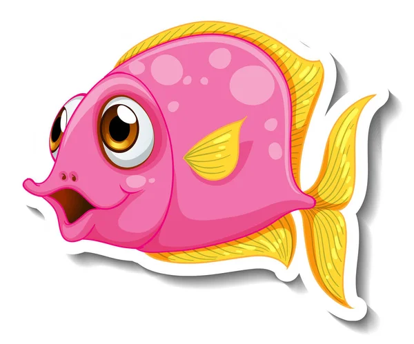 Mignon Poisson Mer Animal Dessin Animé Autocollant Illustration — Image vectorielle