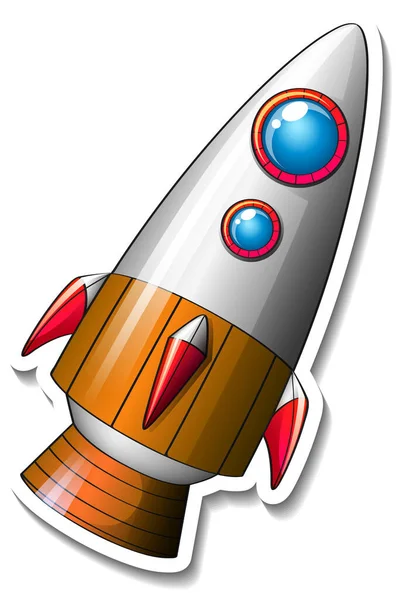 Sticker Template Rocket Ship Cartoon Isolated Illustration — Stock Vector