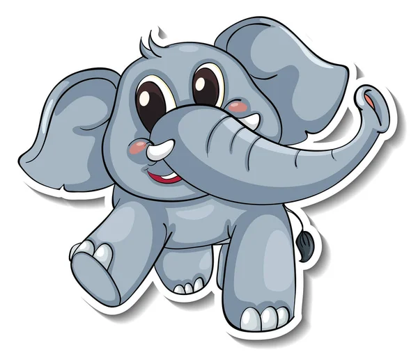 Happy Éléphant Animal Dessin Animé Autocollant Illustration — Image vectorielle