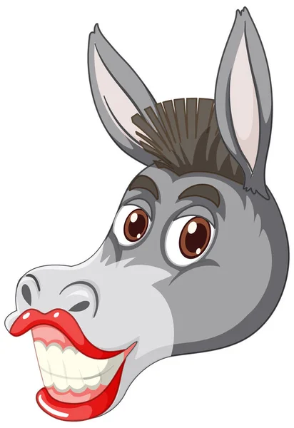 Burro Con Expresión Facial Sobre Fondo Blanco Ilustración — Vector de stock