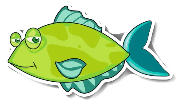Roztomilé Ryby Moře Zvíře Kreslené Nálepky Ilustrace — Stockový vektor