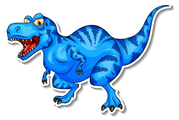 Tyrannosaurus Dinosaurio Dibujo Animado Personaje Etiqueta Ilustración — Archivo Imágenes Vectoriales