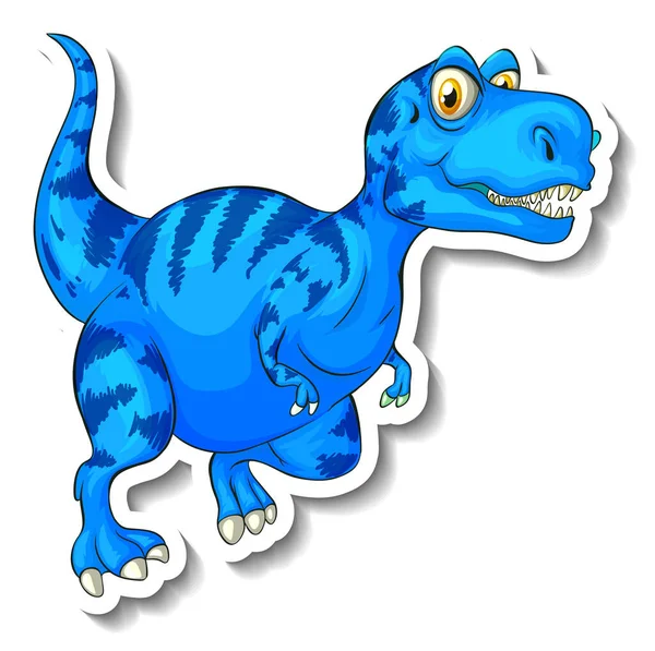 Tyrannosaurus Dinosaurio Dibujo Animado Personaje Etiqueta Ilustración — Vector de stock
