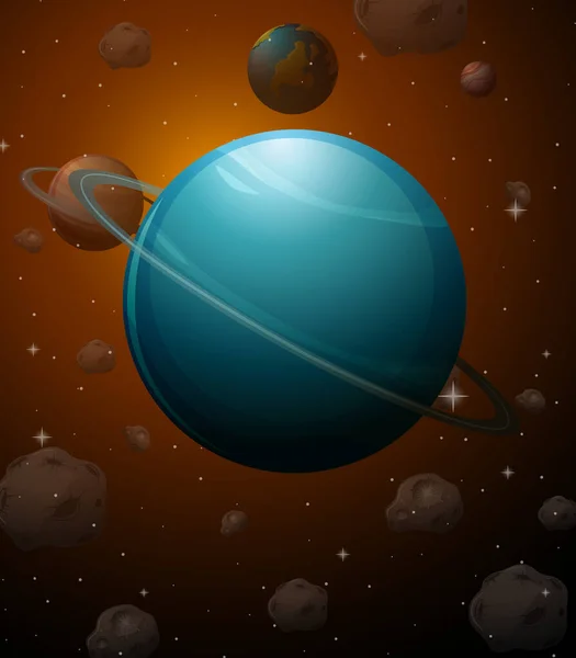 Ουρανός Πλανήτης Στο Διάστημα Εικονογράφηση Φόντου — Διανυσματικό Αρχείο
