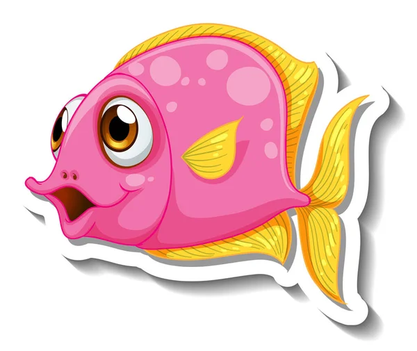 Adesivo Del Fumetto Animale Marino Con Disegno Carino Pesce — Vettoriale Stock