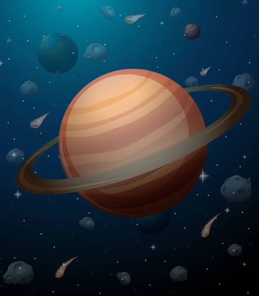 Планета Сатурн Космическом Фоне — стоковый вектор