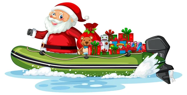 Teknede Noel Baba Nın Hediyeleri — Stok Vektör