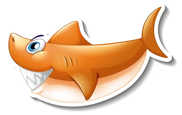 Smiling Shark Cartoon Sticker Illustration — Stock Vector