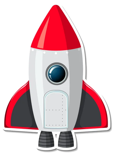 Sticker Template Met Raket Schip Geïsoleerde Illustratie — Stockvector